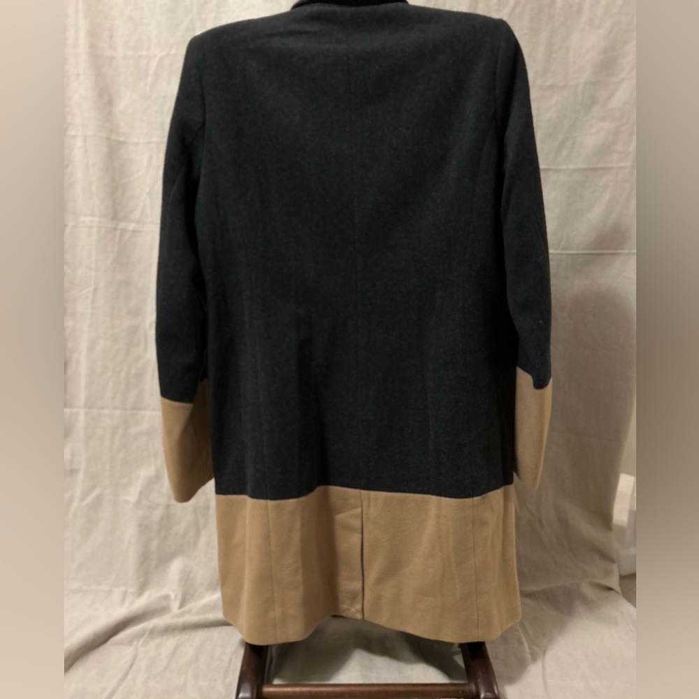 MICHAEL KORS. Grey Tan Wool Color Block Long Jacket Peacoat Coat NWT - Picture 14 of 14